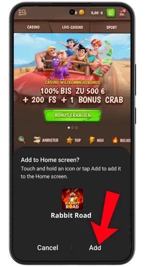 Installation Rabbit Road App Genehmigung Android